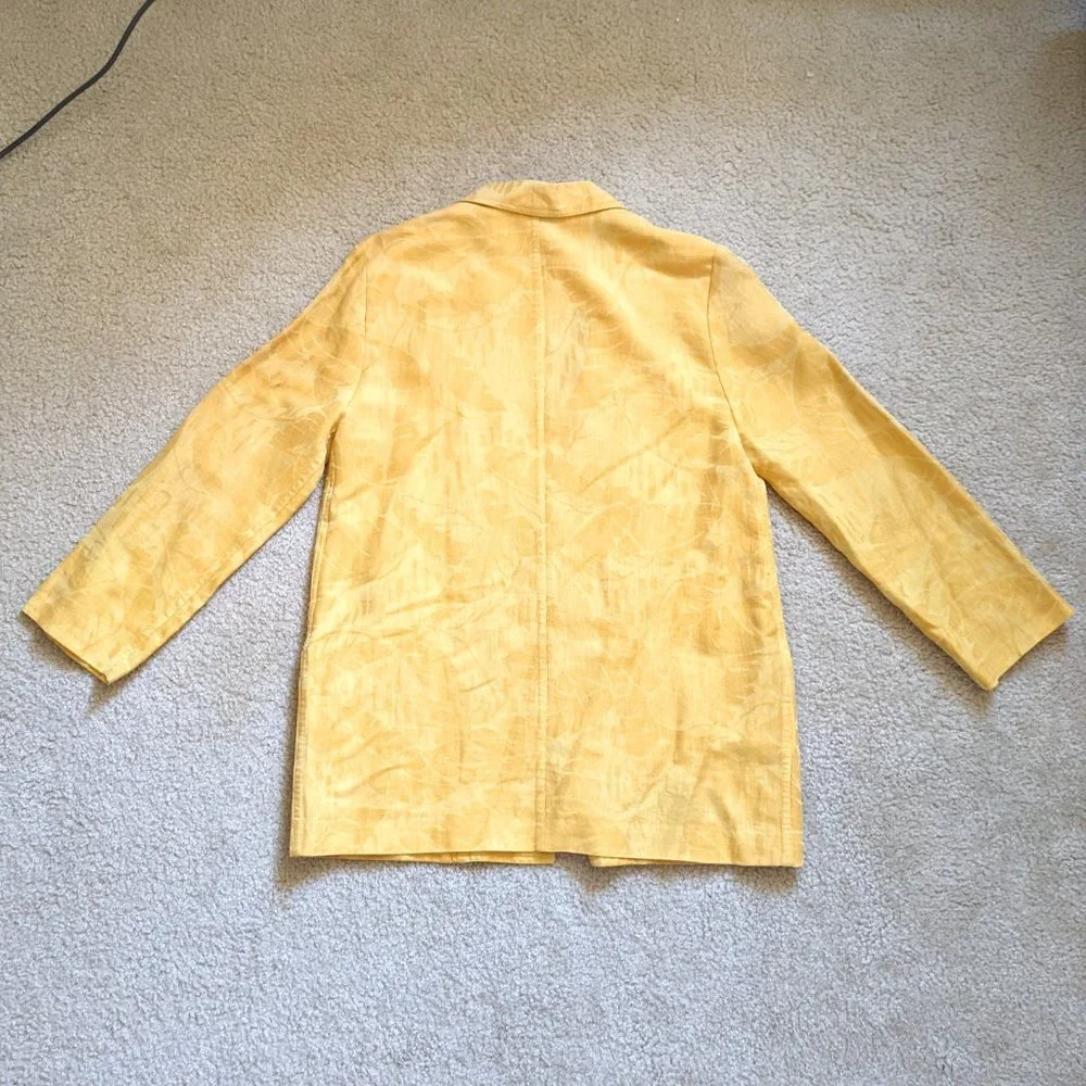 Vintage Christian Dior Golden Yellow Tropical Leaf Brocade Blazer – 8